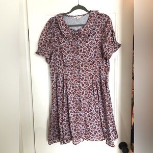 Madewell Peter Pan mini floral dress with buttons & darting
